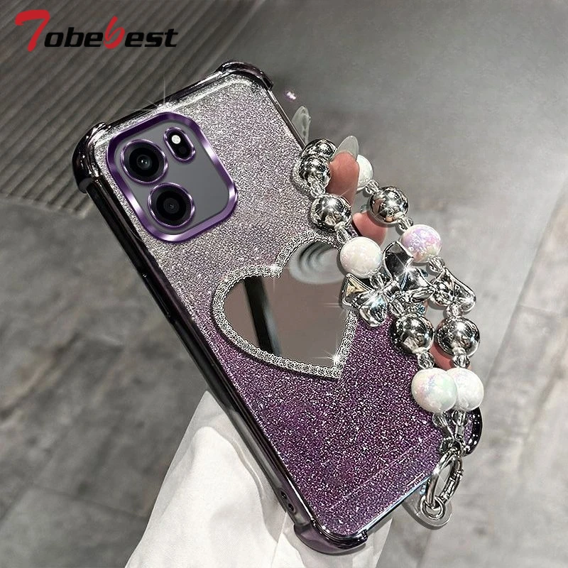 

Противоударный силиконовый чехол-браслет с зеркалом и блестками для Oneplus 15 ACE 6 6T 5 Pro Turbo 6 6V