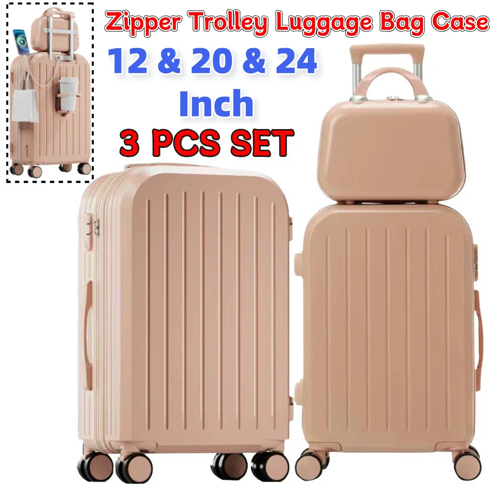 12 20 24 Inch Trolley Case Luggage Set with Spinner Wheels Travel Suitcase On Wheels TSA-Approved Lock Trolley Luggage Bag Case