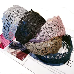 Lace crochet fabric wide anti slip women's headband