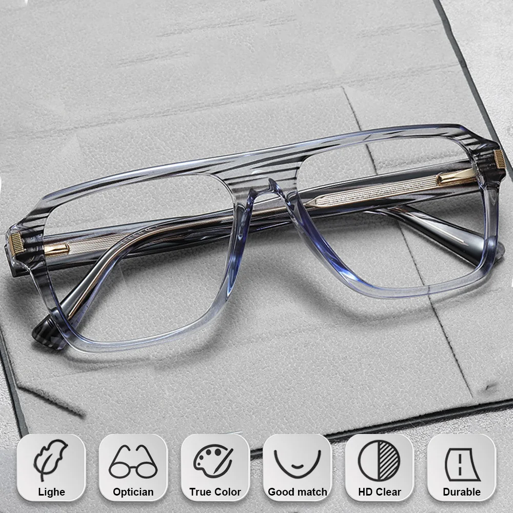 BLMUSA (M) High Quality Square Myopia Prescription Computer Glasses Blue Light Filter Photochromic Multifocal Eyeglasses For Men - Image 3