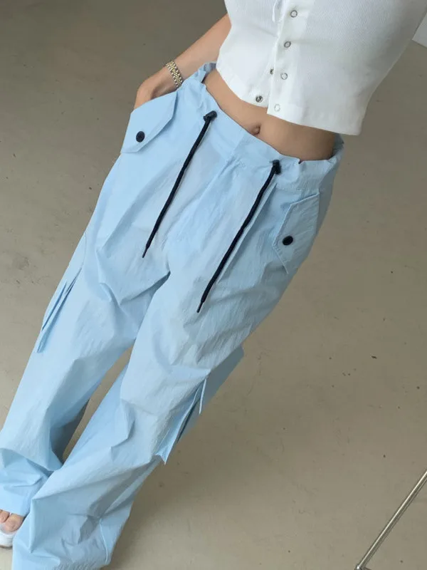 Casual Chic Women's Straight Leg Pants Elastic Waist Drawstring 2026 New Style Fashionable Long Trousers Versatile Autumn Wear