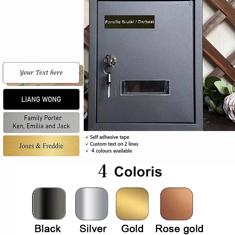 

Size 7*2 cm Custom House Number Engraved Badge Personalize Brooch Pin Double SidesTape Magnet ID Door Adhesive Mailbox Name Tag