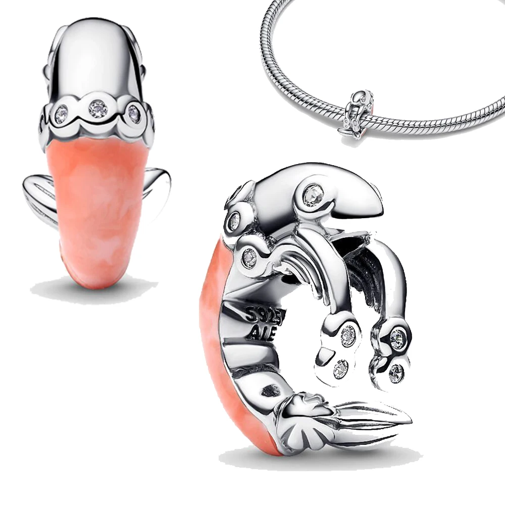 

Лидер продаж, стерлинговое серебро 925 пробы, яркие креветки, черепахи, нежные и милые бусины, подходят для женщин, браслет «сделай сам», ювелирные изделия