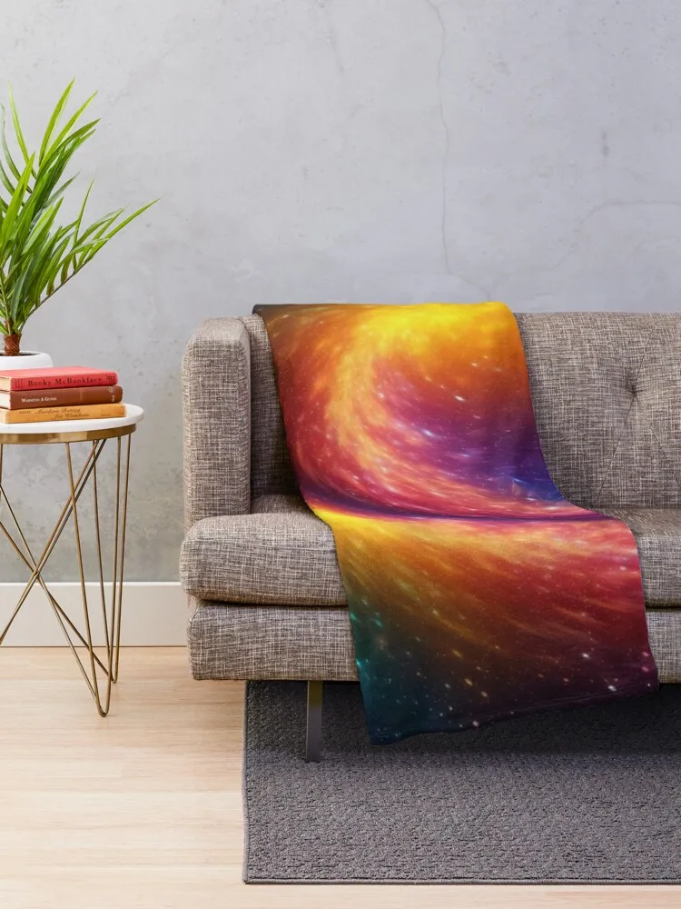 Rainbow Space Nova Burst Throw Blanket bed plaid Bed linens Blankets