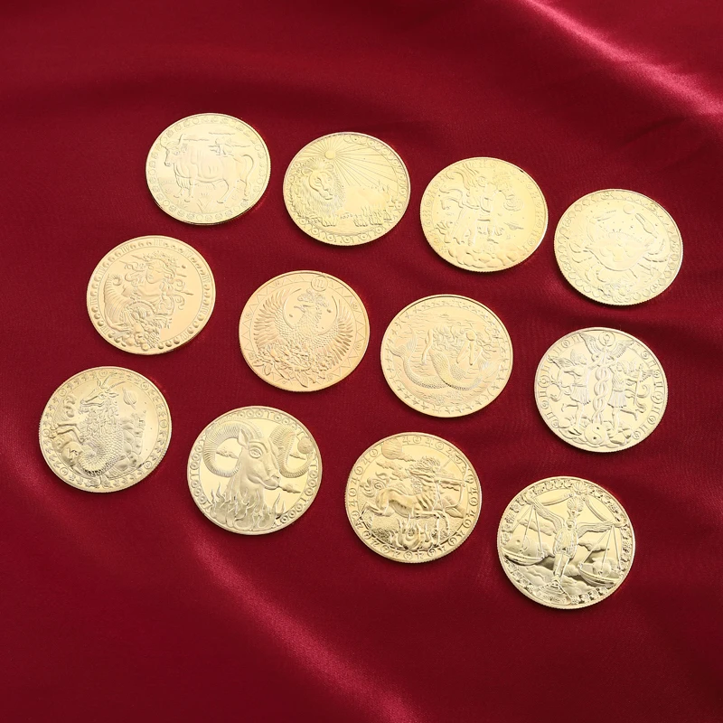 12 Constellations Commemorative Coin Aquarius Pisces Aries Taurus Leo Gemini Cancer Scorpio Libra Capricorn Collection Coins