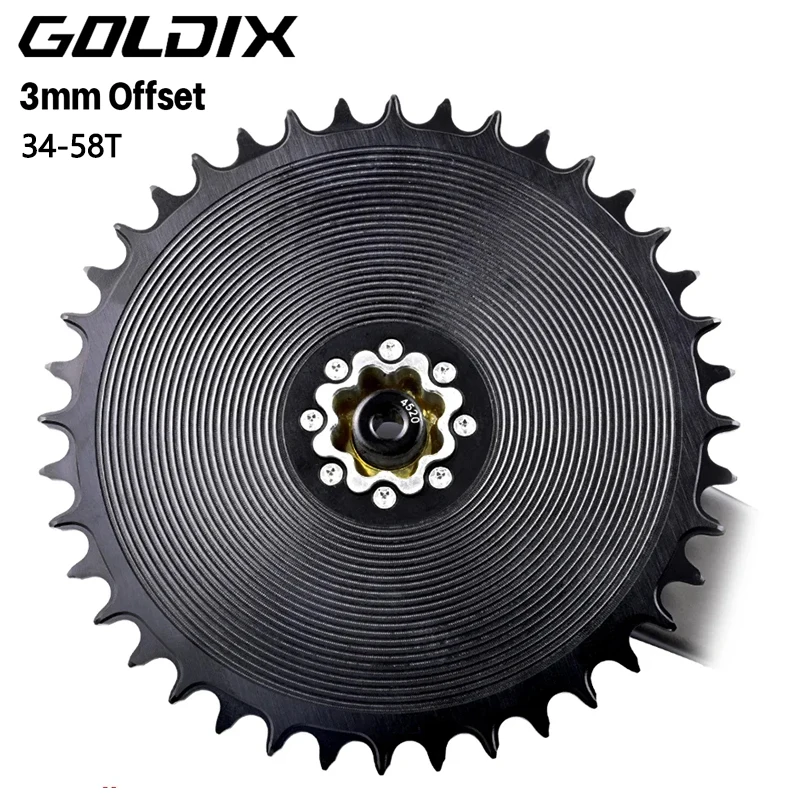 

GOLDIX 8-Bolt 3mm offset Bicycle Chainring Wide and Narrow Teeth AERO Chainring CNC Hollow Cutting Machining for 8Bolt Crankset