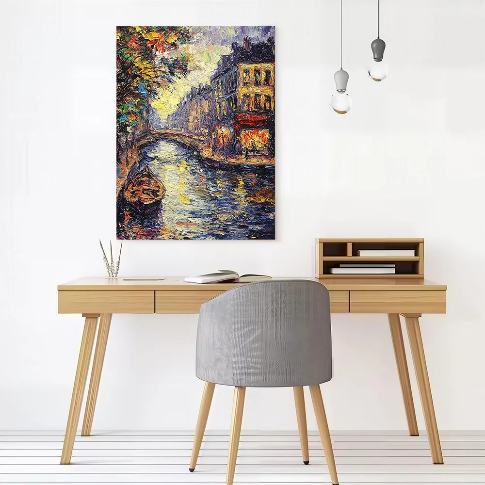 Canal Cityscape Painting Canvas Wall Art Poster Custom Photo Print Modern Painting for Fans Home Decor Items Room Decorations