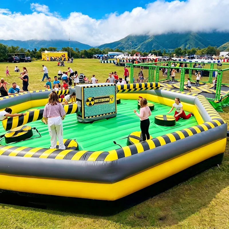 Inflatable Last Man Standing Meltdown Challenge, Family Party Game, Rotating Arm Wipeout Props, Square Entertainment Equipment