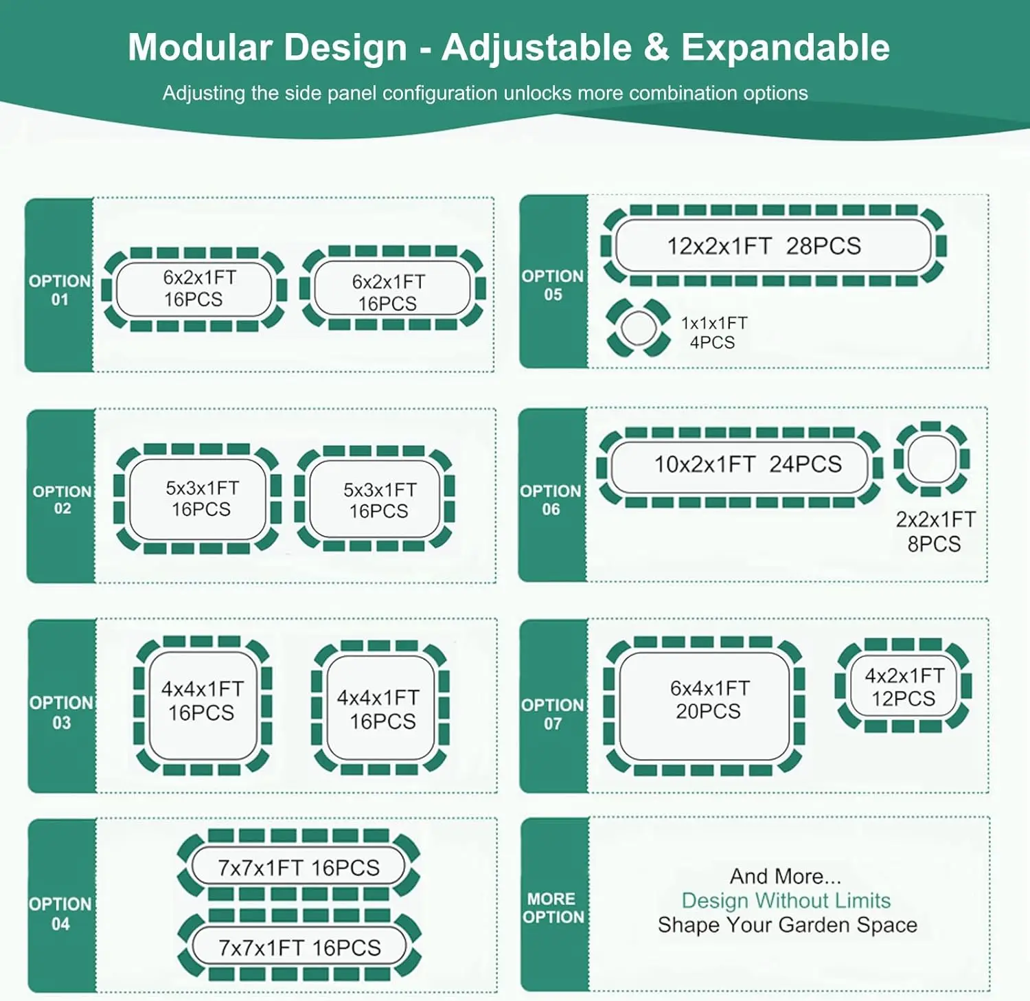 Outdoor Galvanized White 4 in 1 Raised Garden Bed, 2Packs, 6x2x1ft, Modular with Bracing Rods