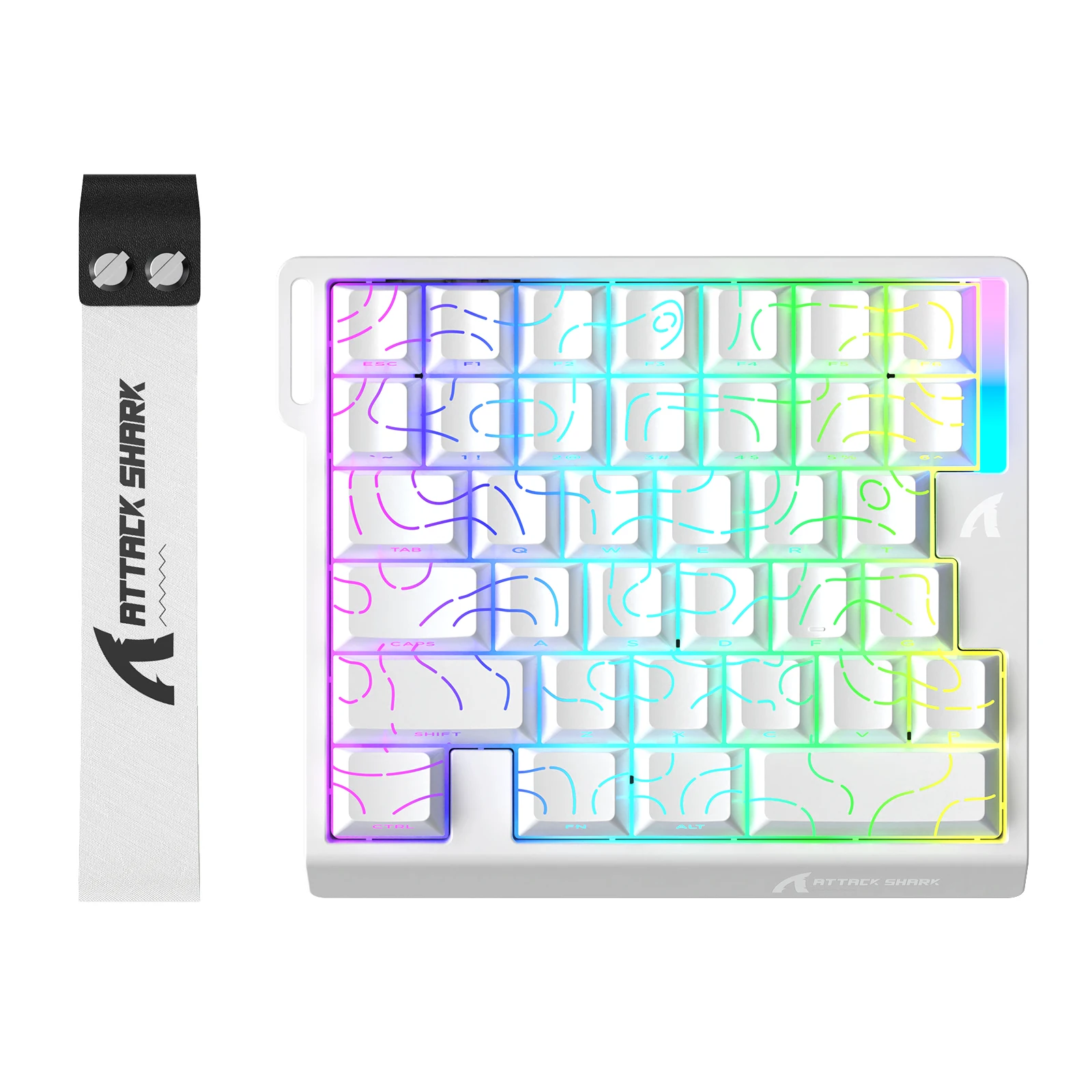 Gaming Keyboard Hall Effect Switches - ATTACK SHARK M36HE：片手で操作可能なホール効果磁気スイッチ搭載ゲーミングキーボード。有線接続、RGBバックライト、8000Hzの応答速度、0.01mmの超高速トリガー、5層構造による防音設計。FPSゲームやPCゲームに最適。