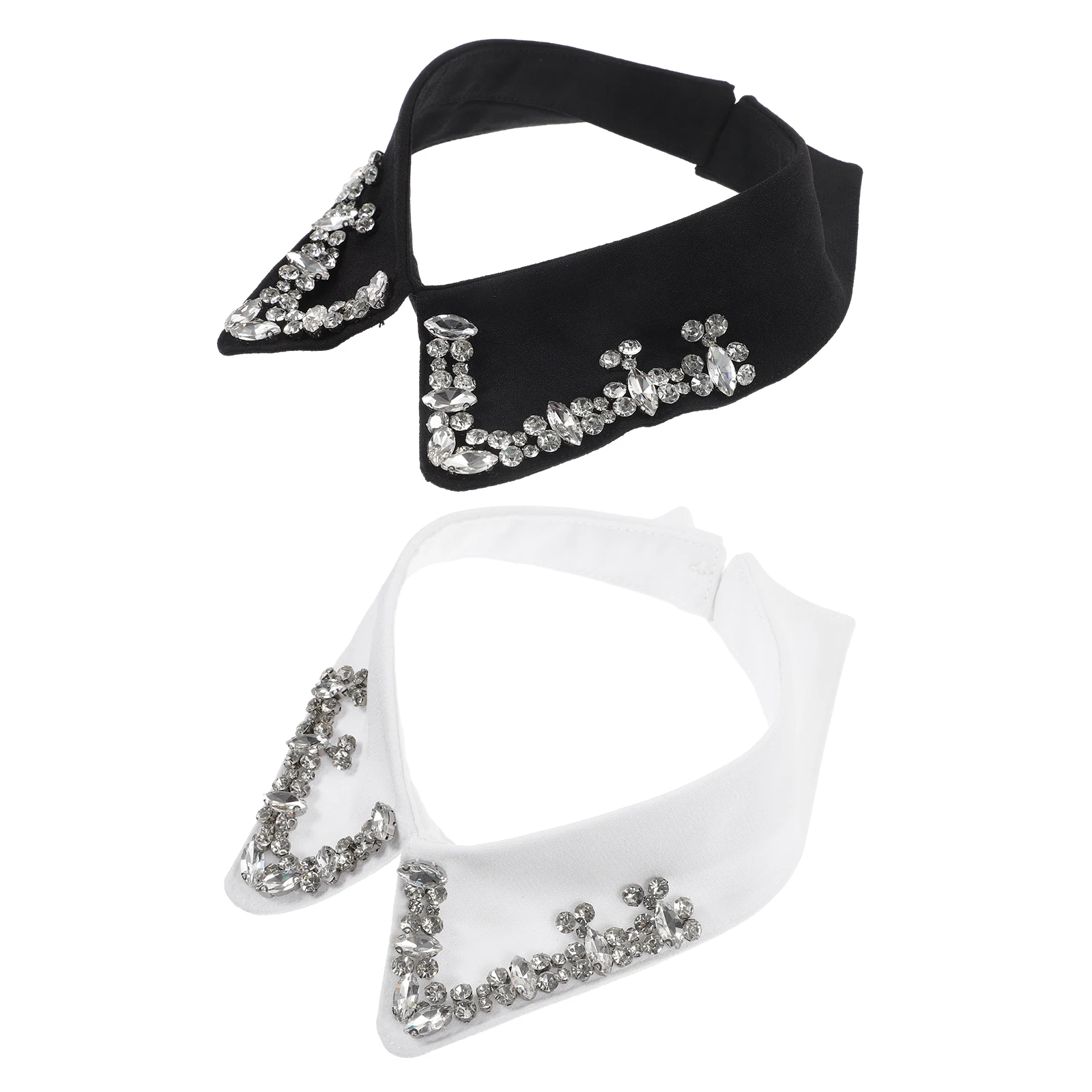 2 pçs strass colar falso feminino destacável camisa colar blusa decoração elegante acessório de guarda-roupa colares falsos