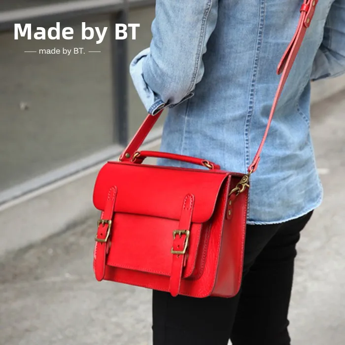 

Handmade Briti Retro Top Layer Cowhide Leather Cambrie Bag Menger Bag ex oulder Bag Sweet College Sle Bag