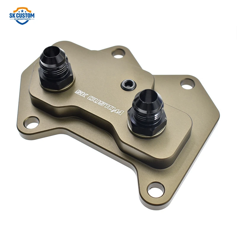 Aluminum EA113 Engine Oil Cooler Adapter Plates For Vw Golf-R MK5 MK6 2.0T