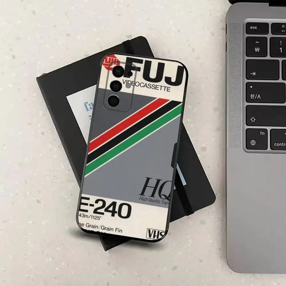 حافظة هاتف Coque Retro Tape VHS لهاتف سامسونج جالاكسي A13، A21s، A22، A31، A32، A52، A53، A71، A80، غلاف أسود ناعم