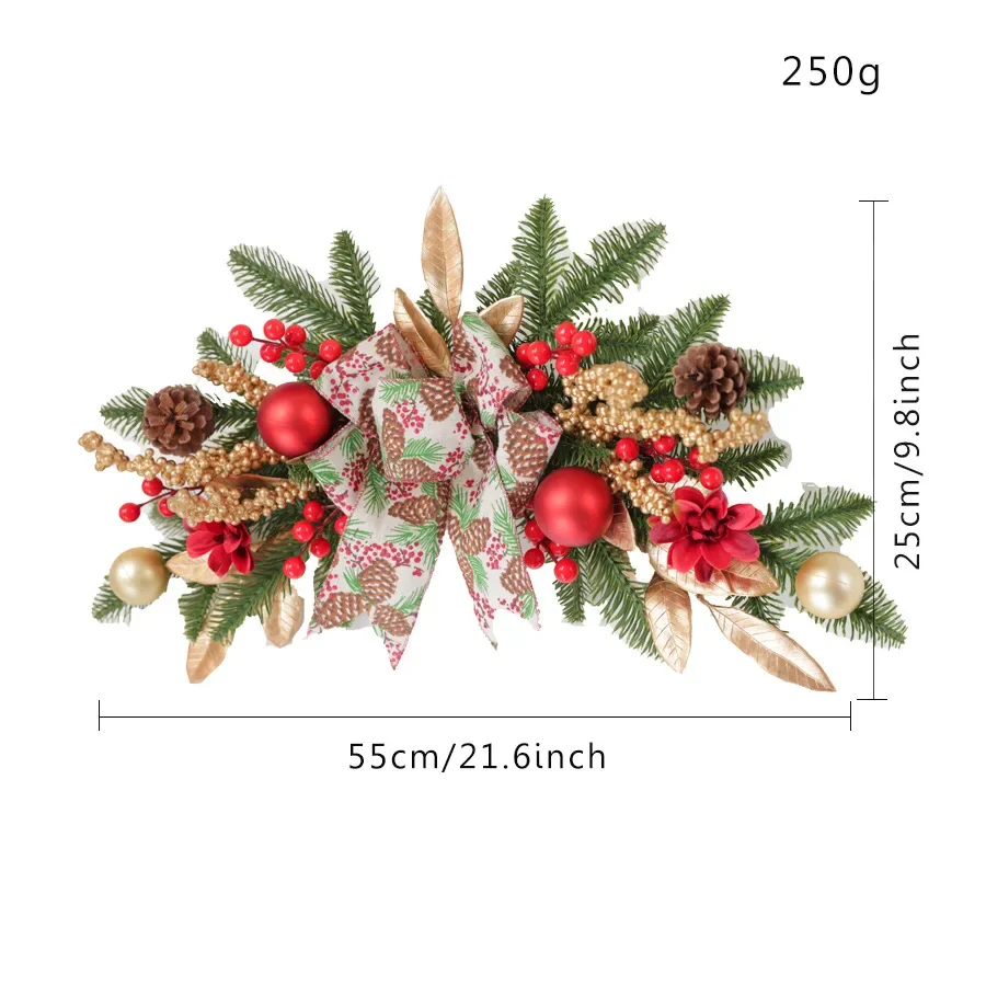 Christmas Outdoor Xmas Artificial Wreath And Garland Berry PE Pinecone Lights Up Christmas Swag For Front Door