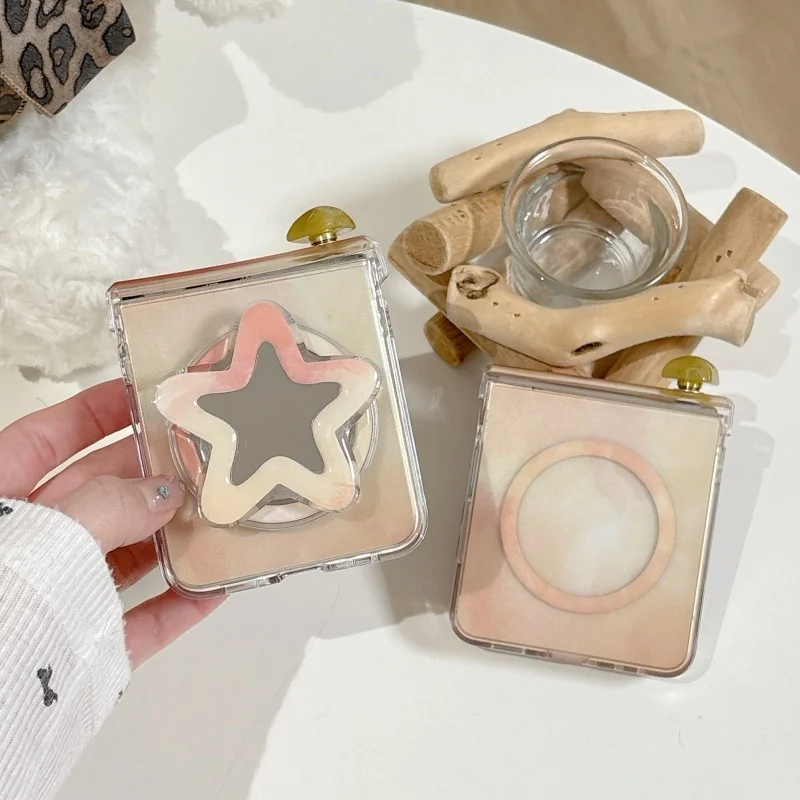 

Fashion Gradient Color Magnetic Phone Case For Samsung Galaxy Z Flip 7 6 5 ZFlip5 ZFlip6 Cover with Stand Chain Cute Cases Funda