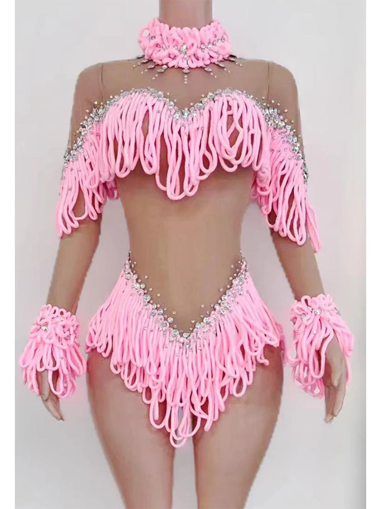 高品質ホットスタンプとカラーブロックタッセルセクシーシースルーメッシュジャンプスーツ2025新作ファッションカスタムレディース服