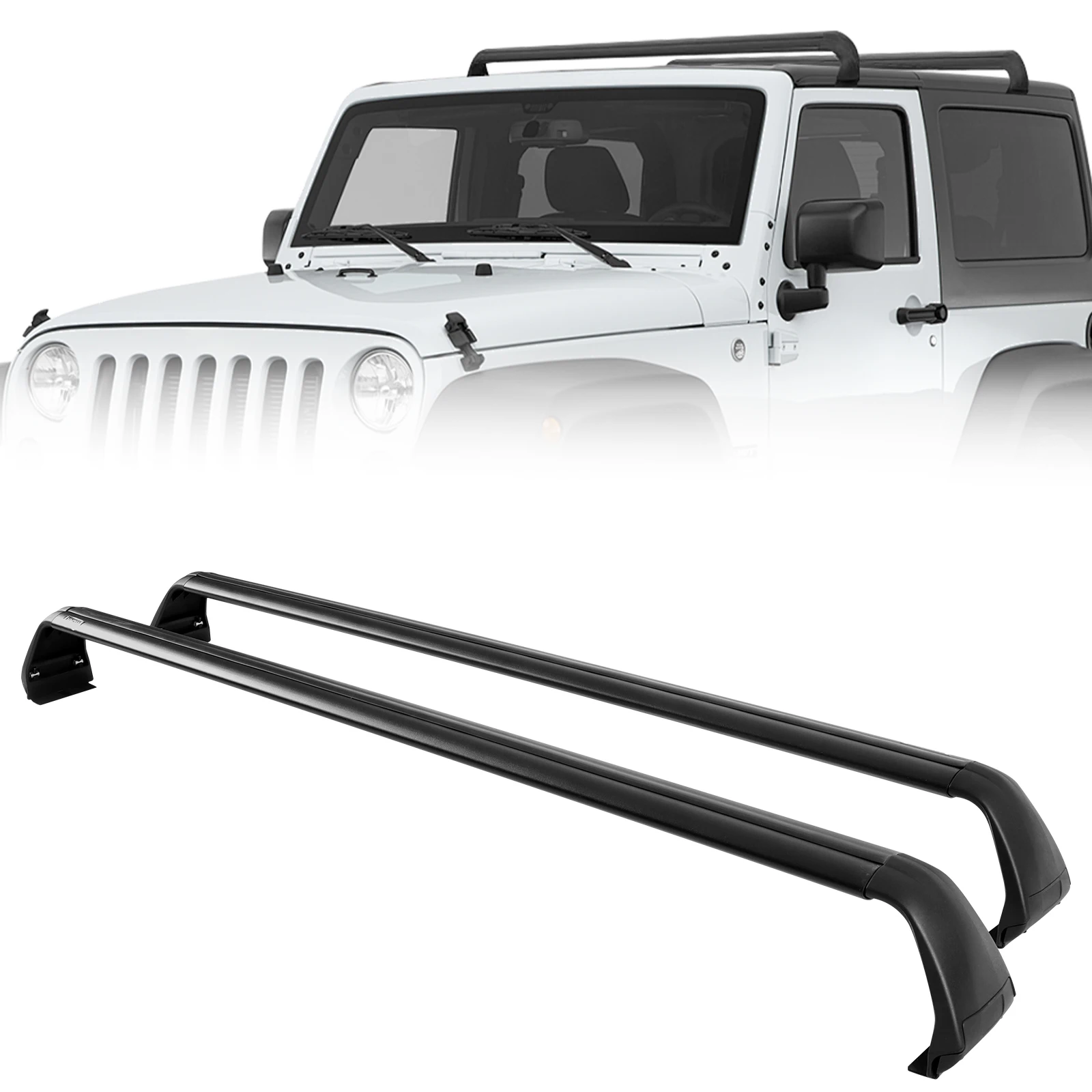 

Luggage Roof Rack Cross Bars for Jeep Wrangler JK JL 2007-2024 for Gladiator JT 2020+ Black Cargo Carriers 2&4 Door