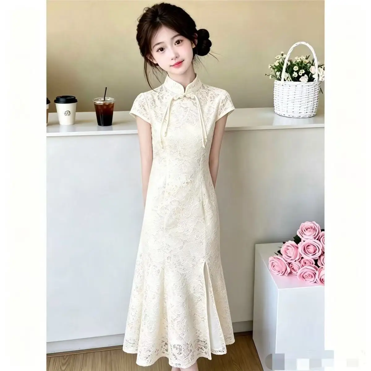 New Summer Girls Cheongsam Dress Kids Chinese Style Tang Suit Formal Gown High-End Mermaid Children Clothing Traditional Hanfu