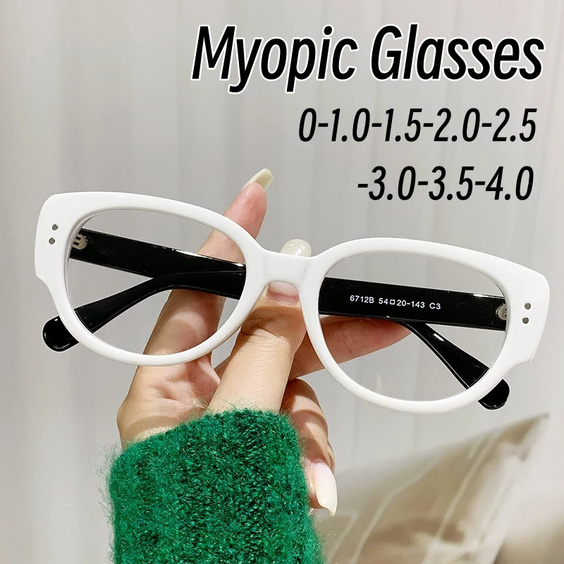 

New Trend Anti-Blue Light Myopia Eyeglasses Vintage Round Frame Near Sight Glasses Oversized Transparent Prescription Eyeglasses