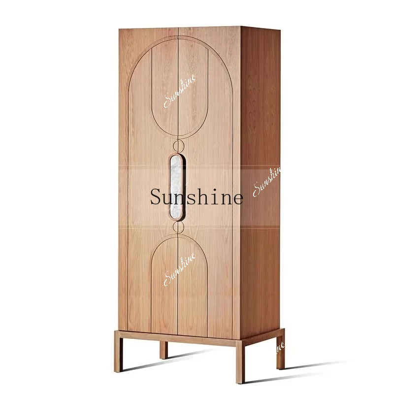 Nordic simple two-door wardrobe creative log color storage cabinet  FT