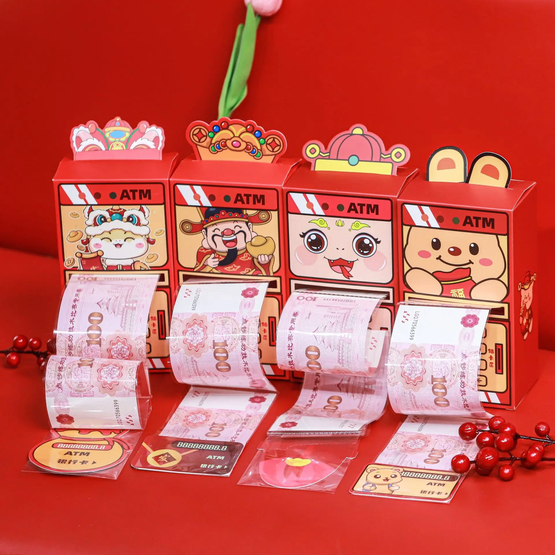 Paper ATM Red envelope Spring Festival Lucky Bags 2025 New Year's Hongbao Chinese Lunar Year Creative Atm Surprise Red envelope