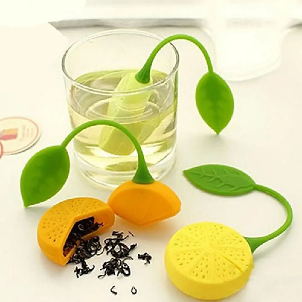 1 Pc Silicone Drinker Teapot Teacup Herb Tea Strainer Filter Infuser Lemon Design Loose Tea Leaf Strainer Bag Kitchen Supplies