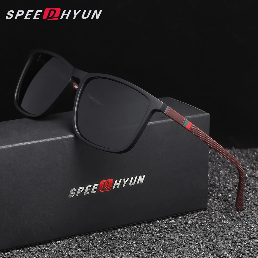 SPEEDHYUN Trendy Causal Men/Women Sunglasses Retro Polarize UV400 Rectangle Sunscreen Glasses Ultralight Driving Outdoor Eyewear