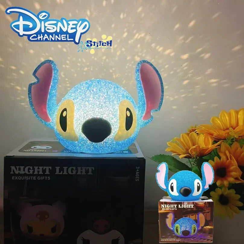 Disney Stitch Night Light Cartoon Character Shape Particle Projection USB Light Room Decoration Birthday Christmas Gift for Kids