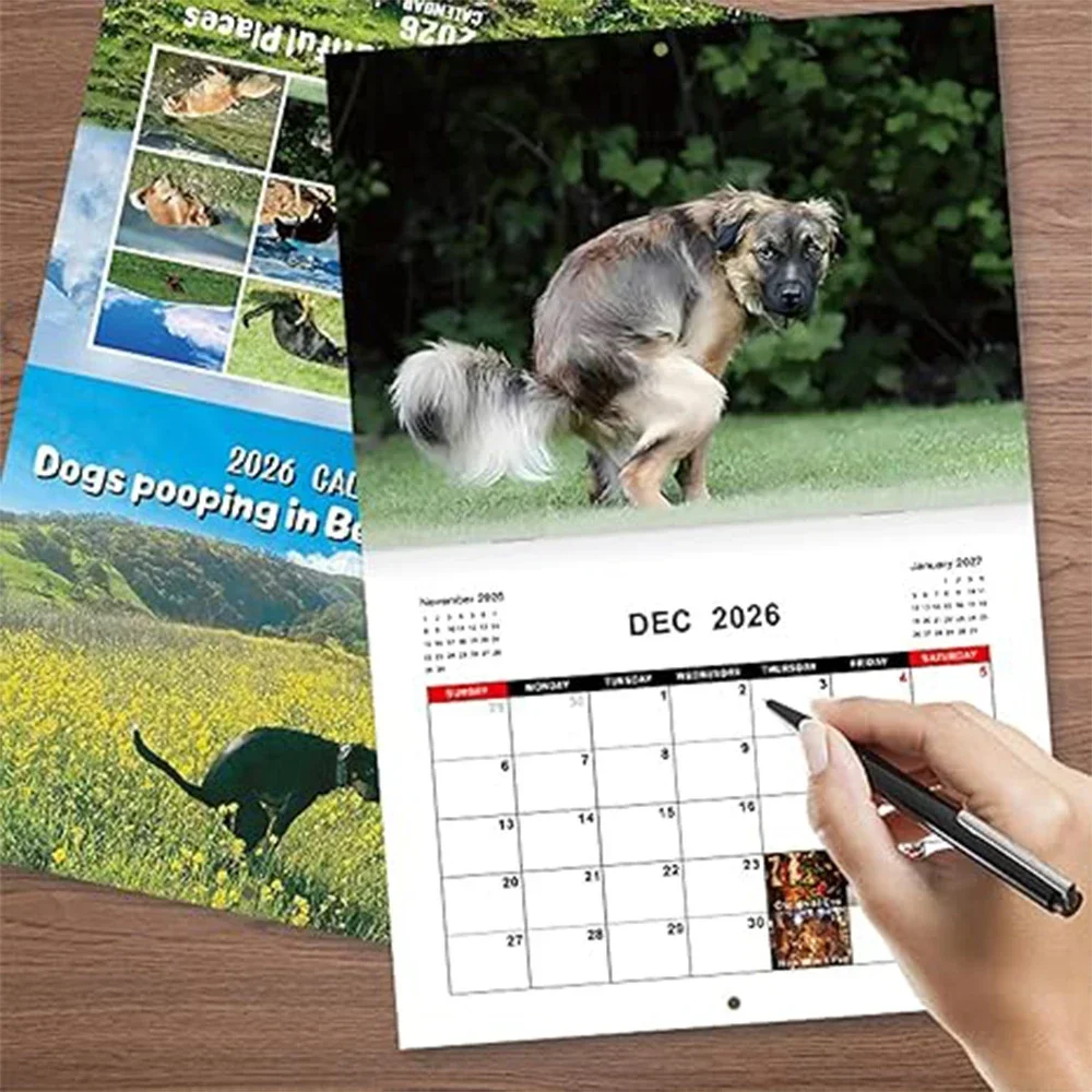 

Pooping Dog Calendar 2026 Large Monthly Grid Planning With Important Note Space Funny Gifs For Dogs Lover's Home Decora