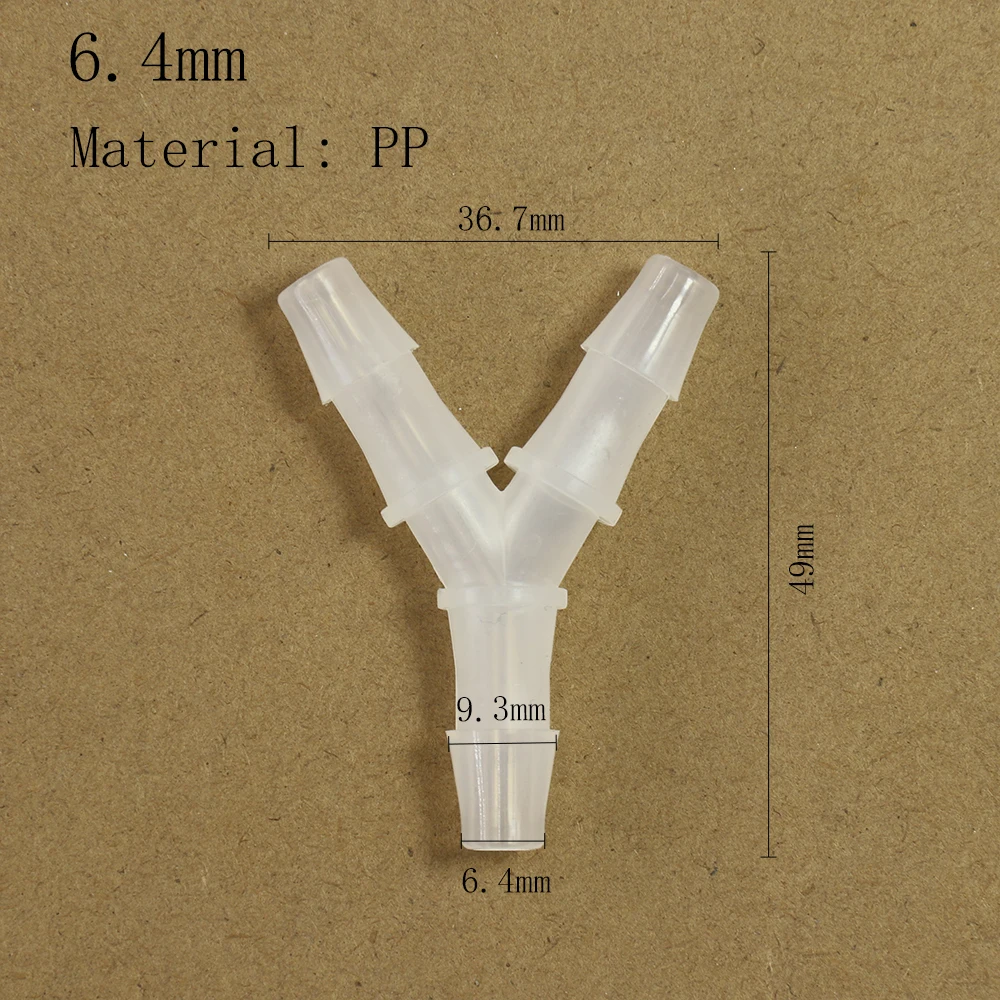 Y-förmiger Dreiwege-Anschluss, T-Verbindung, 0,17–6,4 mm, Wasserteiler, Polypropylen, PP-Kunststoff, Gas, Öl, Aquarium, Schlauch, Pagodenverbindung – Detail 6