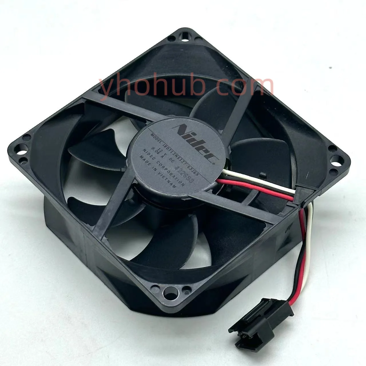 

Nidec I80T12NS1Z7-53J65 DC 12V 0.06A 80x80x25mmm 3-wire Server Cooling Fan