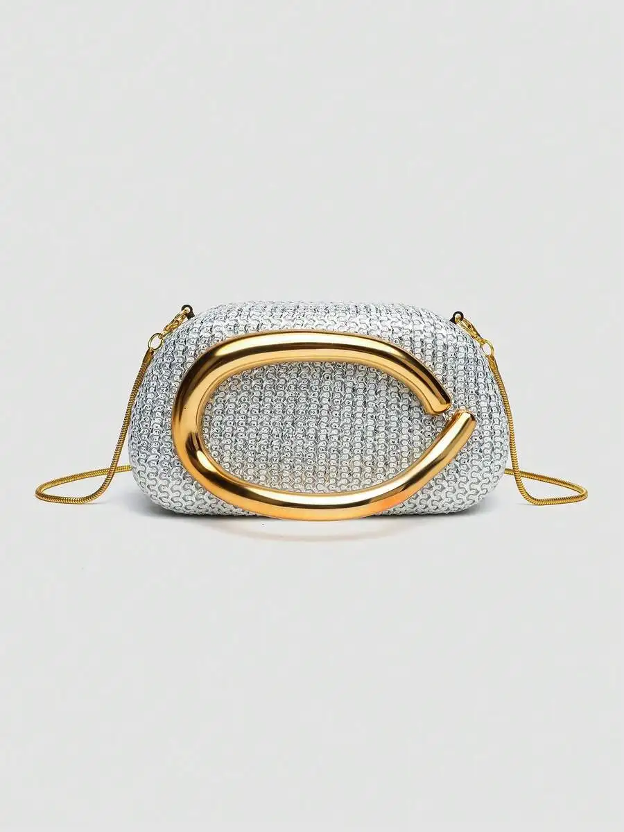 

Acrylic Clutch Bag With Gold Tone Handle For Party Evening Wedding