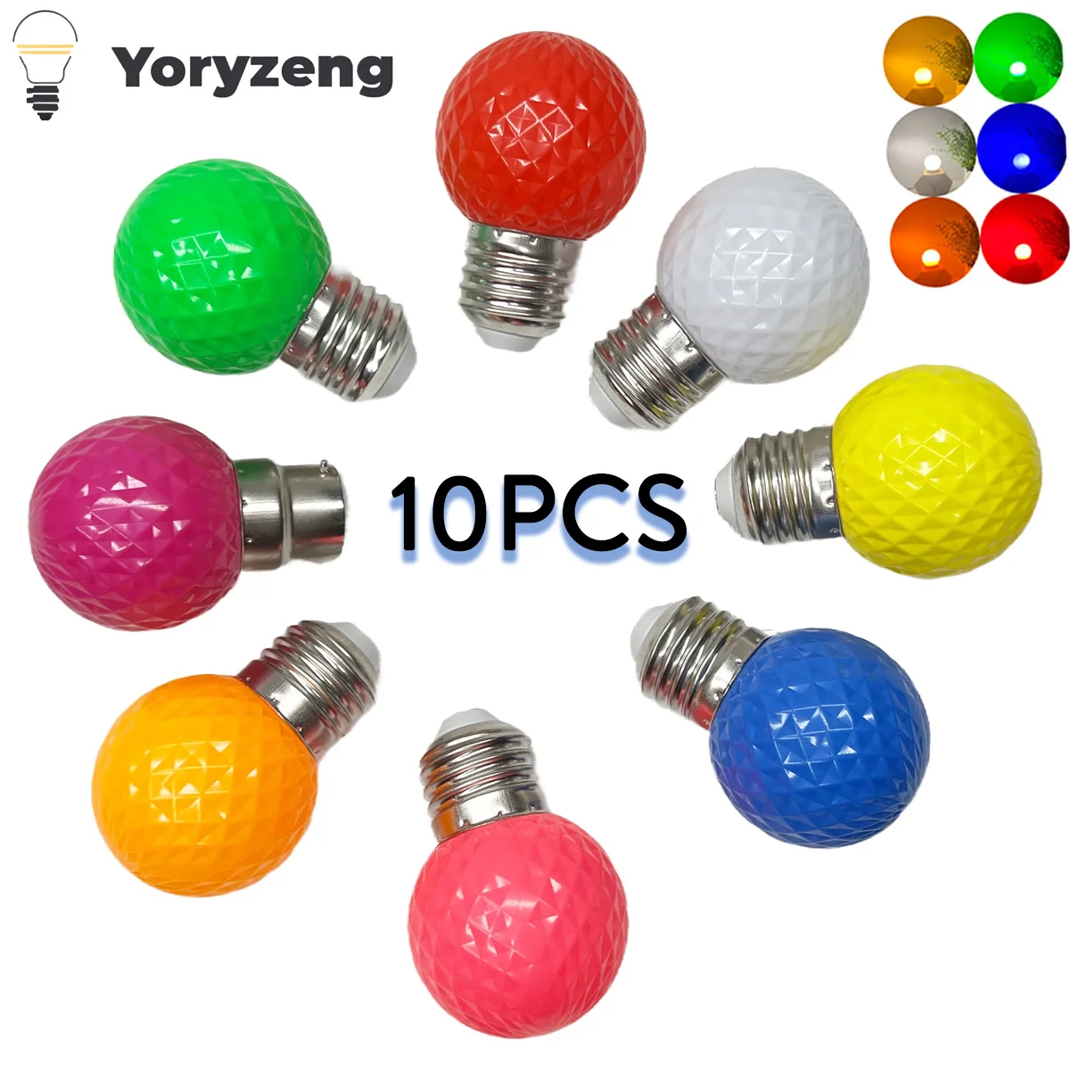 10PCS 2W E27 B22 G45 MultiColor LED Globe Bulb Pineapple Shape Colorful Energy Saving Lamps For Party Festival Bedroom Decor