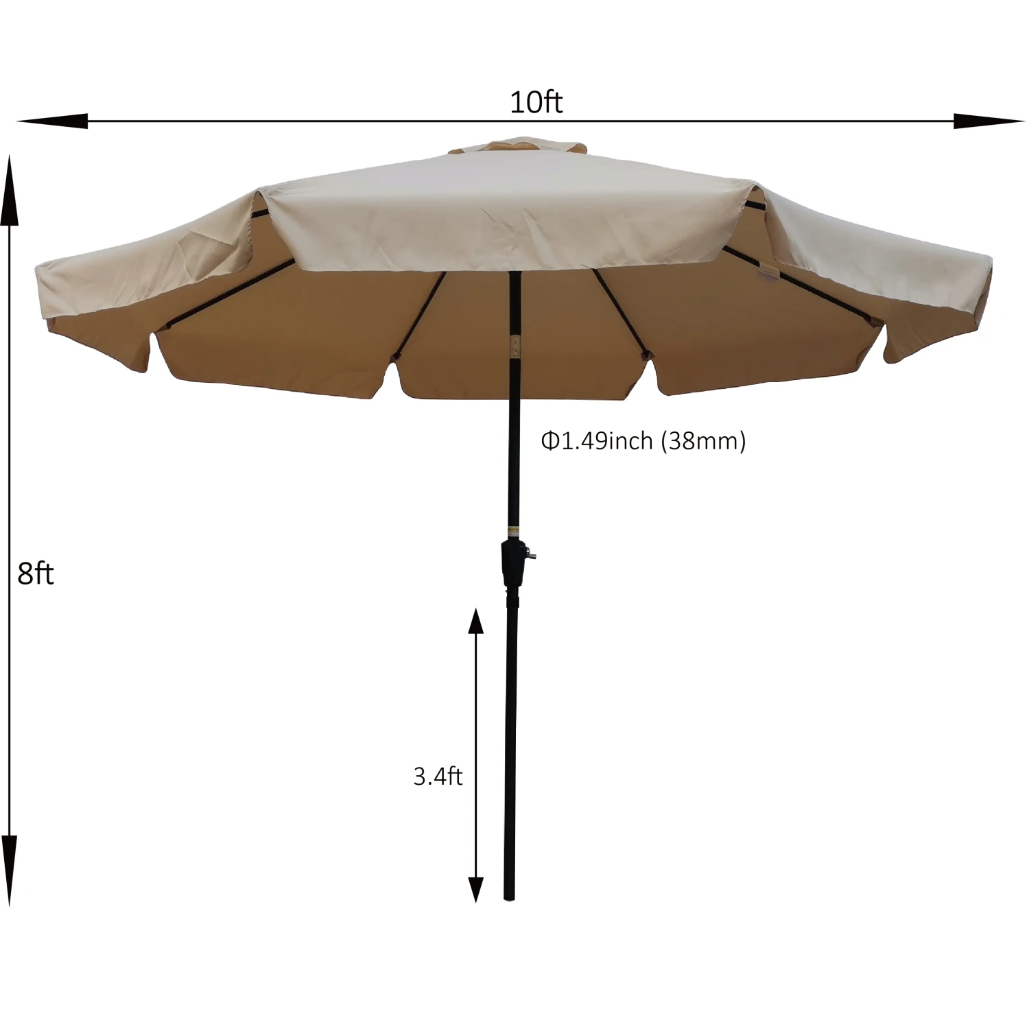 

10 ft Patio Umbrella Market Table Round Umbrella Outdoor Garden with Crank and Push Button Tilt for Garden Deck Backyard Pool Sh