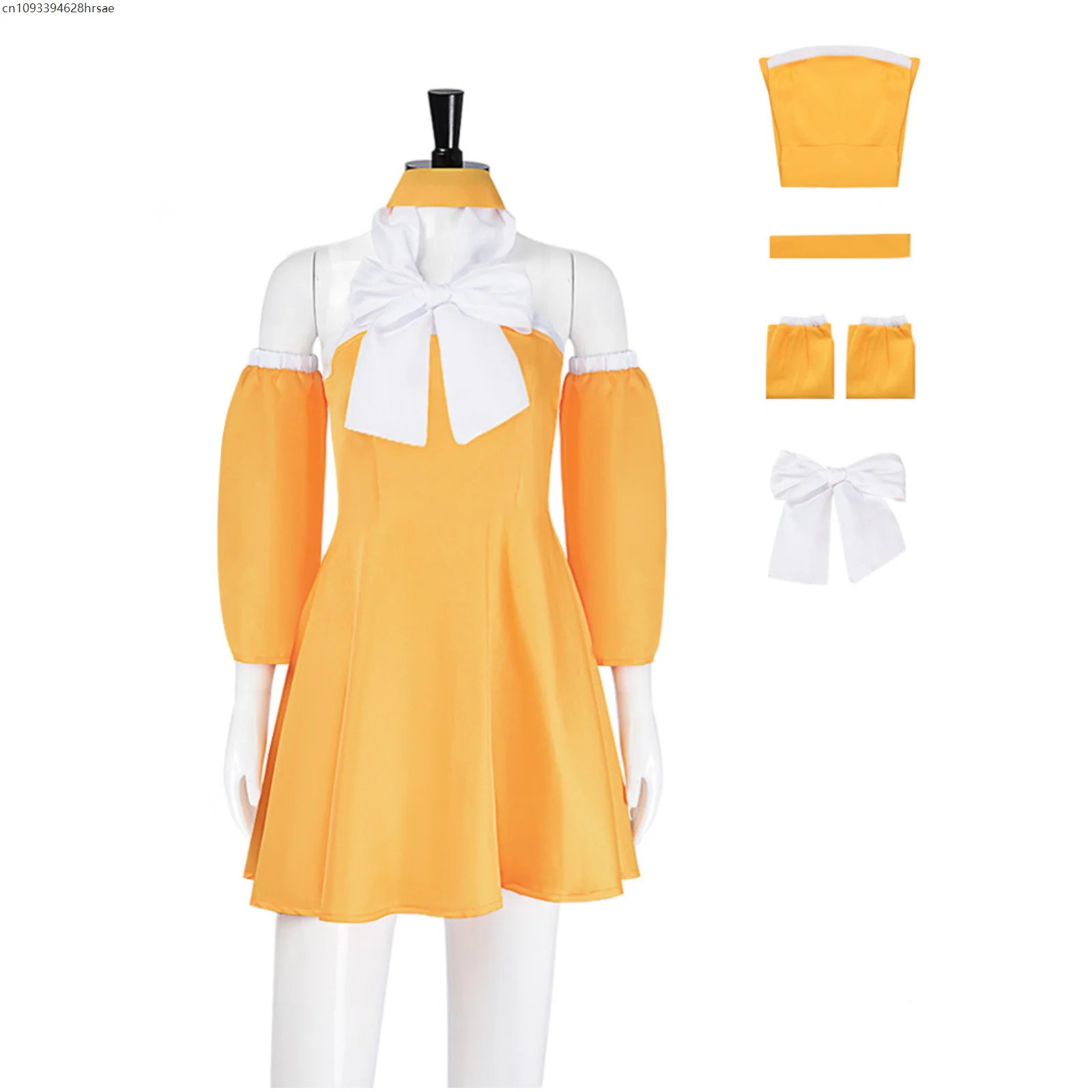 

Anime Cosplay Costume Party Uniform Full Set Yellow Bow Tube Top Dress Adult Women Suit Christmas Outfits 2025