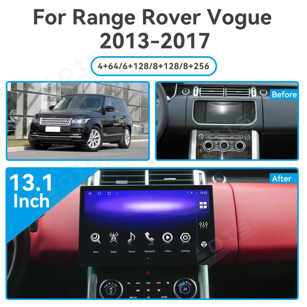 13.1 Inch QLED Screen For Range Rover Vogue 2013-2017 Car Radio Stereo Multimedia Player GPS Navi CarPlay Android 13 Head Unit