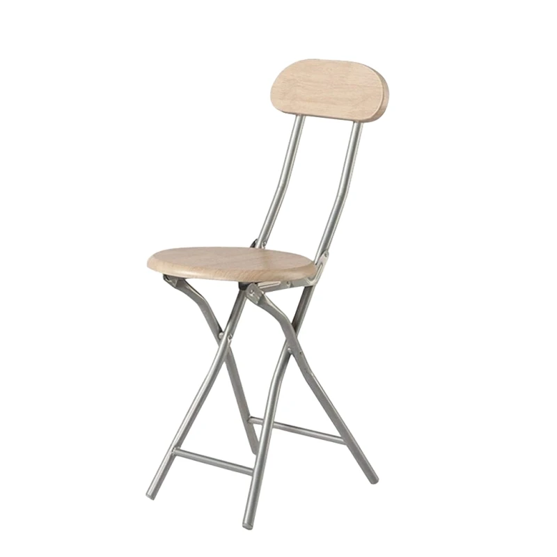 Maxhome Folding Metal and Wood Chair with Backrest, 74x35x30 cm Wooden Stool, for Kitchen, Garden, Living Room, Bar