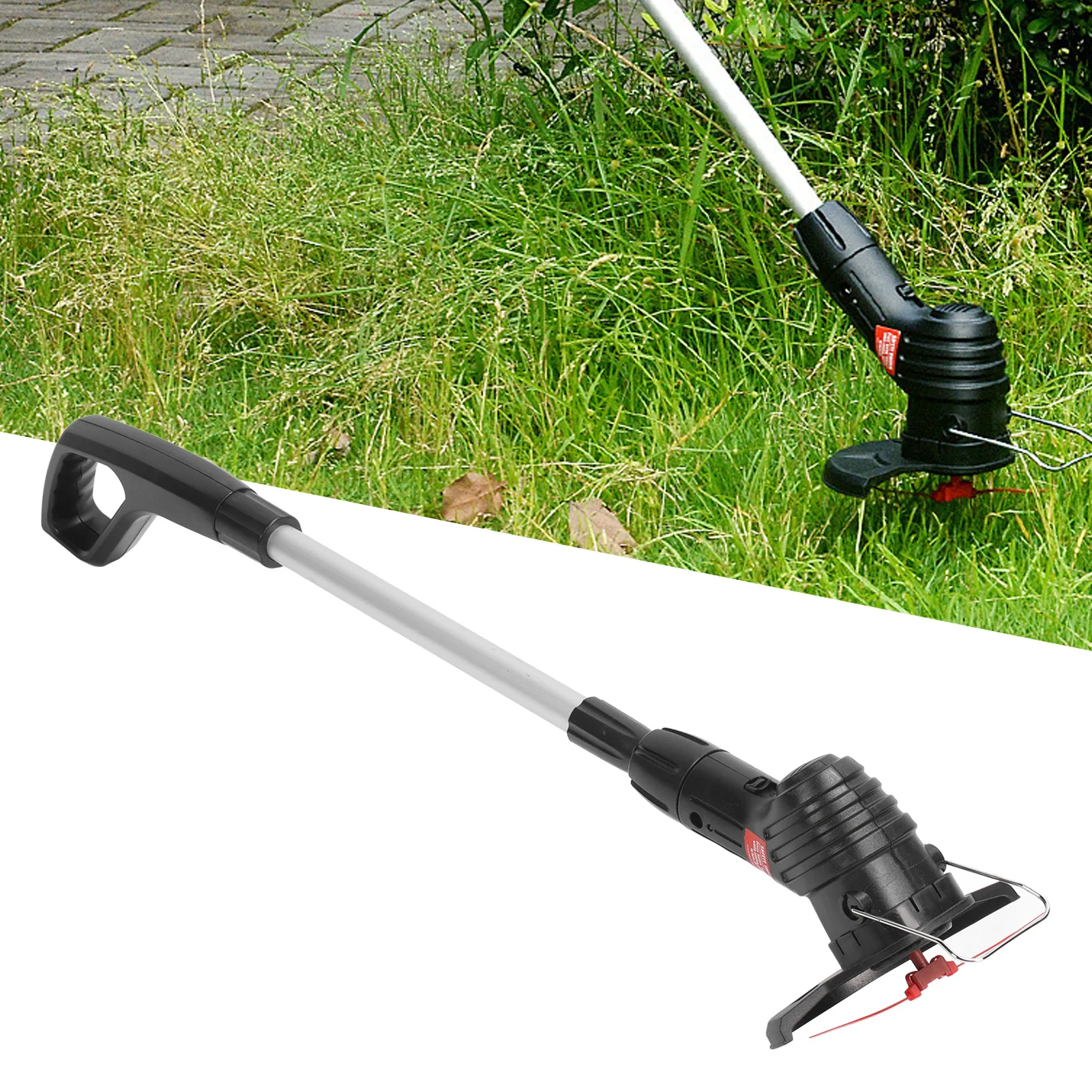 

Cordless String Trimmer Edger Weed Trimmer 2000mAh Battery Powered Adjustable Height 13000 Rpm with 20 Ties Cordless Lawn Edger