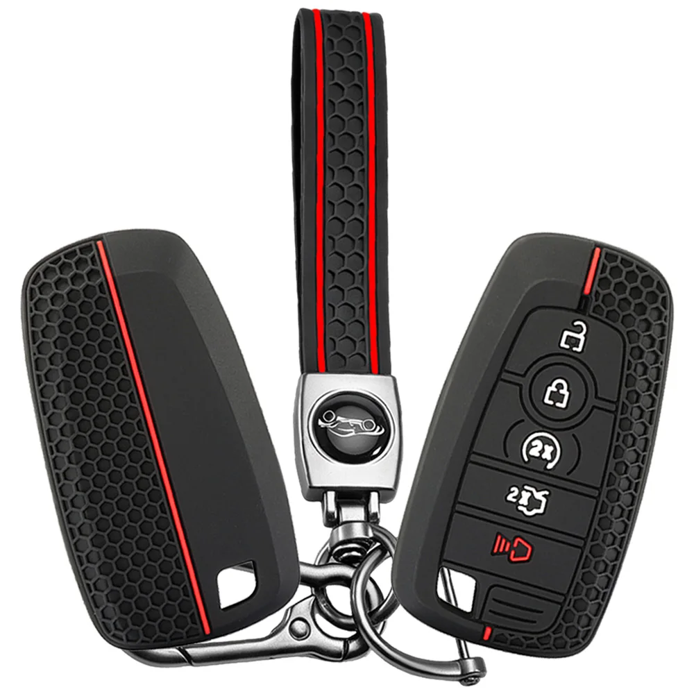 Soft Silicone Shell For Ford Explorer Mustang Fusion Escape F150 F250 F350 F450 F550 Ford Raptor 5 Buttons Car Key Case Cover
