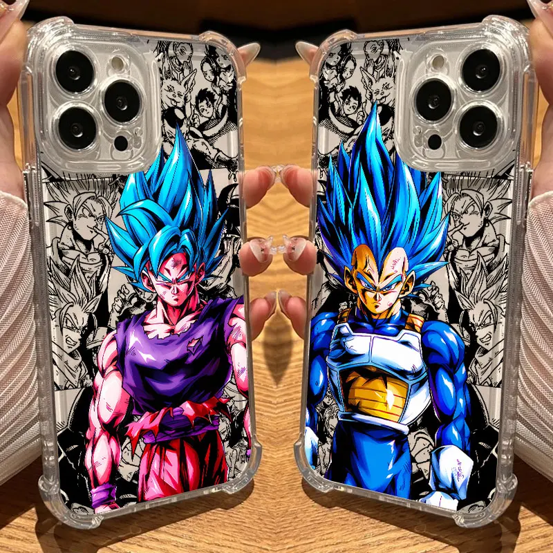 

Dragons Balls Goku Vegeta Super Saiyan Phone Case Clear For iPhone 17 16 14 15 11 12 13 Pro Max 16E 15 16 Plus 17 Air Soft Cover
