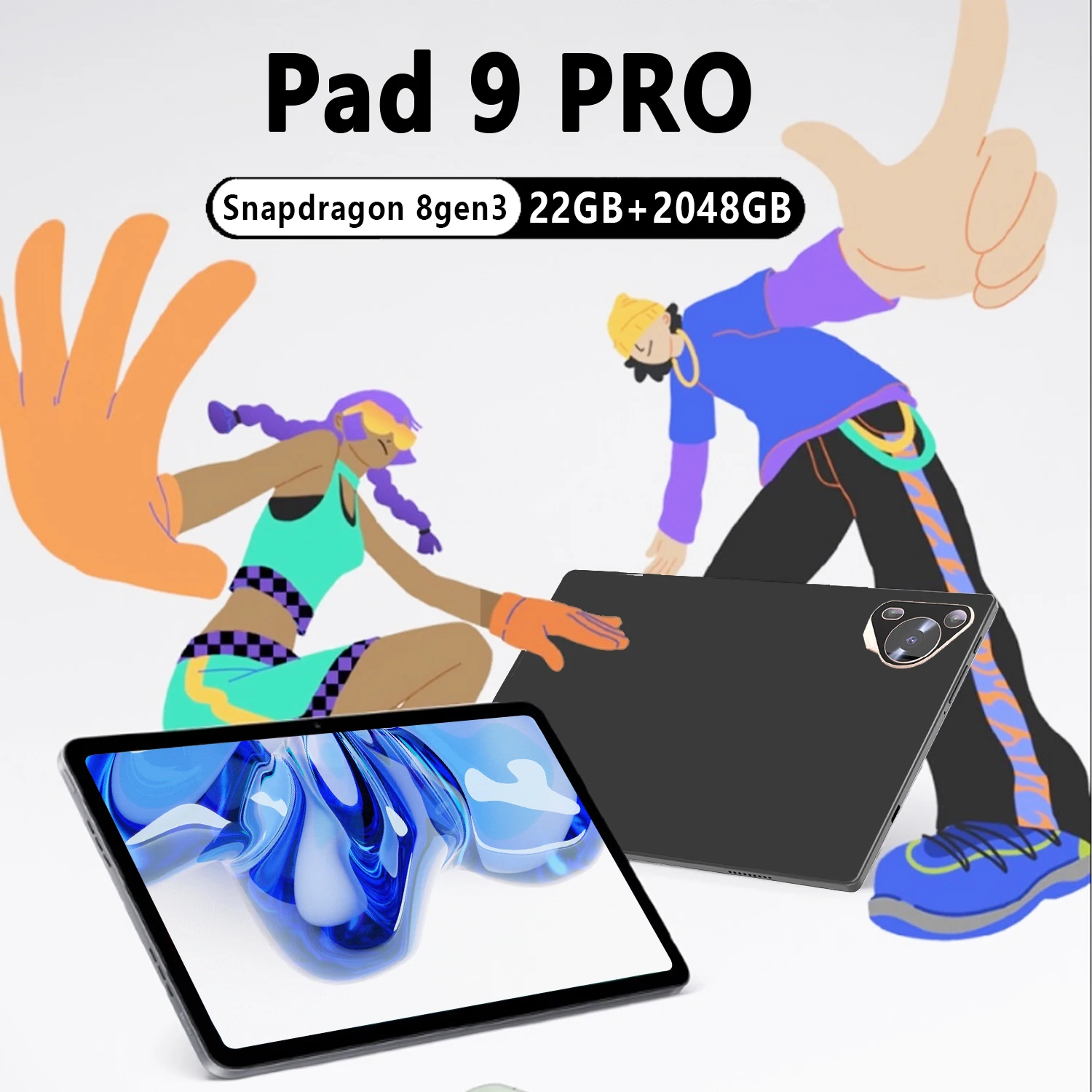 Original Pad 9 pro 10.1 Inch HD Full Screen Tablet Android 15 Snapdragon8 gen3 22GB 2048GB 5G Dual SIM 10000mAh WIFI tablets