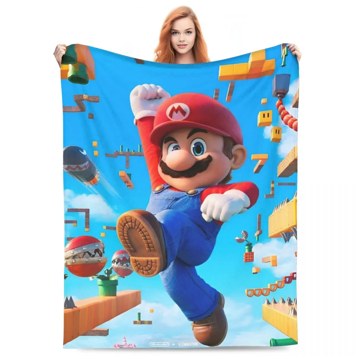 Cartoon M-marioes Blanket Quality Soft Throw Blanket Winter Camping Couch Chair Sofa Bed Graphic Bedspread