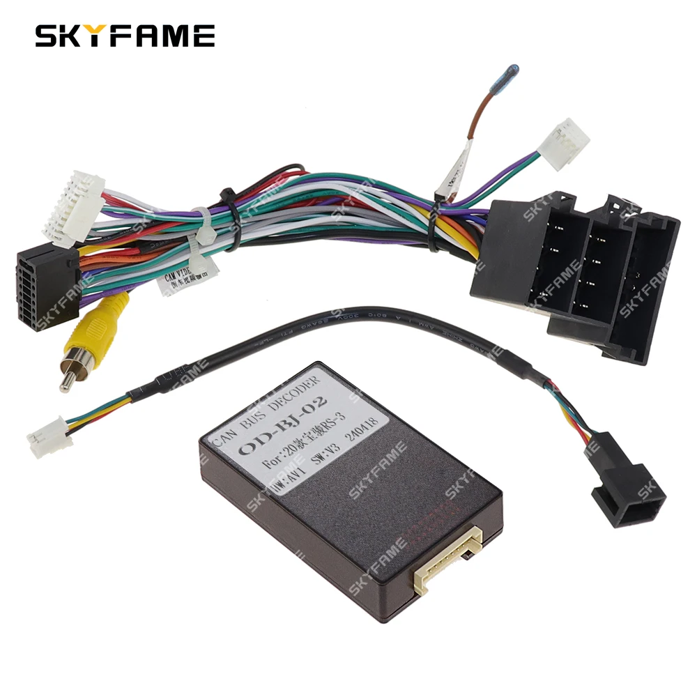 SKYFAME Car 16pin Wiring Harness Adapter Canbus Box Decoder Android Radio Power Cable For Baojun RS-3 RS3