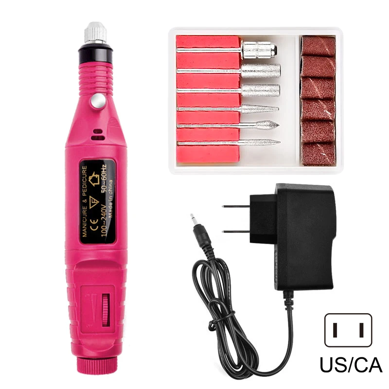 Máquina de manicura, juego de brocas eléctricas para uñas, cortador de molino, Mini lima de lijado para decoración de uñas