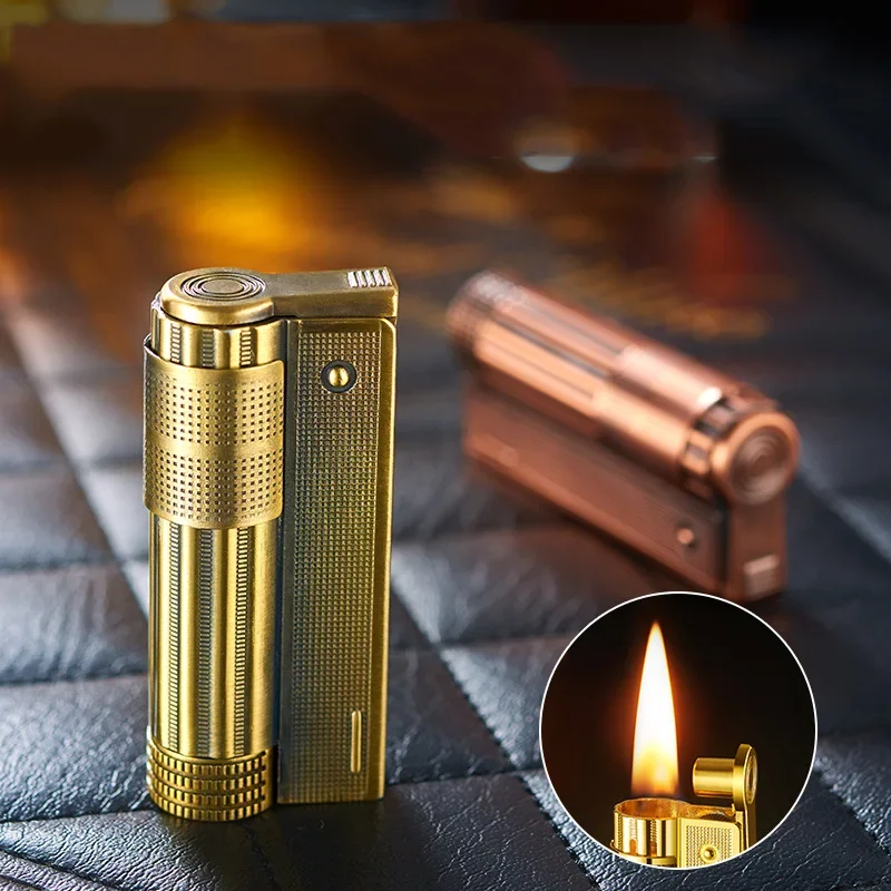 Classic Retro Vintage Portable Push Ignition Lighter Mini Metal Windproof Grinding Wheel Flint Kerosene Lighter