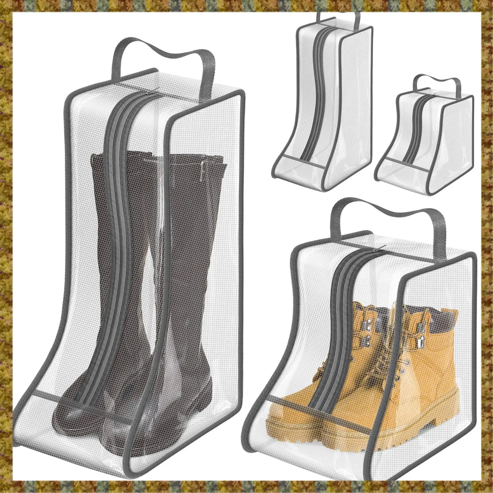 

F-F Портативные женские сумки для хранения высоких и коротких ботинок, 2 упаковки высотой + 2 упаковки коротких, водонепроницаемые сумки для ботинок для путешествий и на каждый день