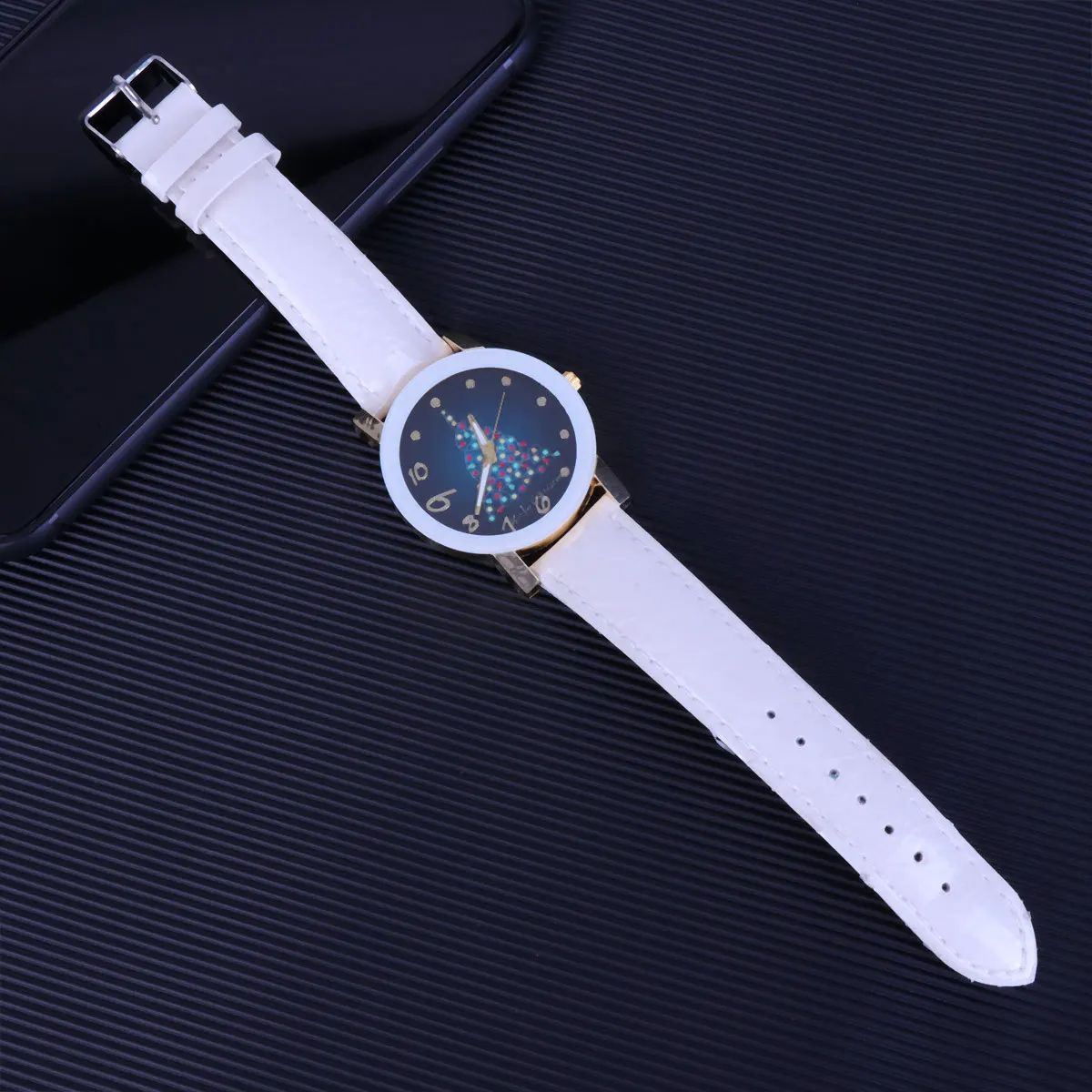 Casual Women Christmas Pattern Quartz Watch White Adjustable PU Strap Elegant Fashion Wristwatch Fashion Women Watch