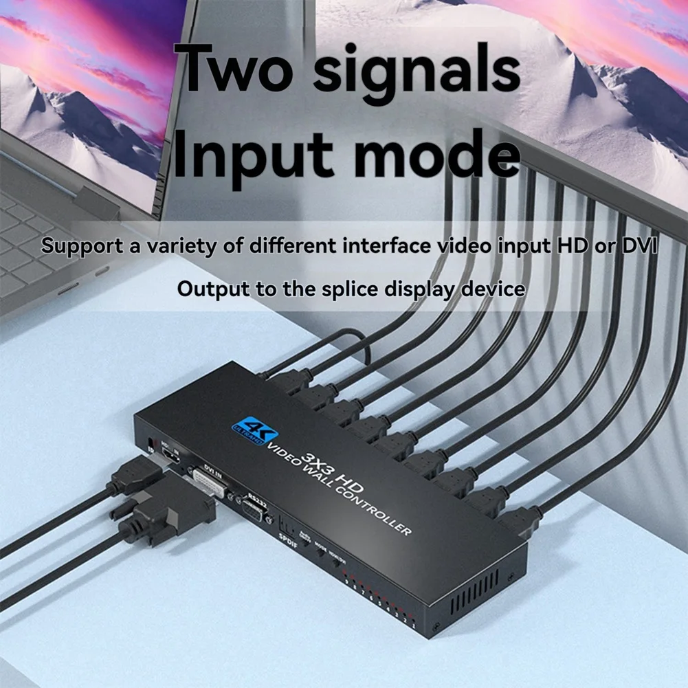 

Top-4K -Compatible Video Controller 3X3 Video Wall Processor -Compatible Multi-Screen Video Processor US PLUG