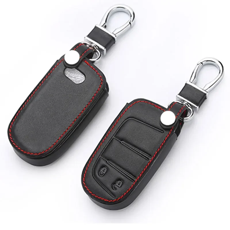 Leather Car Key Holder Cover Case for Jeep Renegade 2014 2015 Grand Cherokee Chrysler 300C for Fiat Freemont Auto Accessories